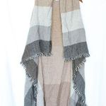 Neutral Colored Striped Scarf Cardigan Black Photo 0