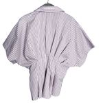 Anthropologie Exquise The Tobie Pleated Blouse Short-Sleeve Purple Stripe Medium Photo 7