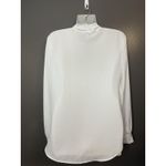 Bar III  Shirt Womens Small White Tie Neck Long Sleeve Button Front Blouse Photo 5