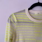 ALC Frank A.L.C. Cream Neon Yellow Striped Crewneck Pullover Sweater Lightweight size XS Photo 2