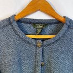 LL Bean Button Front Cropped Layering Knit Cardigan Casual Conservative Size SM Blue Photo 2