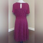 Burgundy Lace Short Sleeves Knee Photo 4