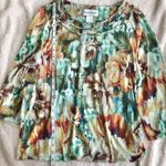 Alfred Dunner Women’s Earth Floral Crew Neck Top Size S Green Photo 7