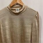 Anne Klein NWT golden shimmer mock neck puff sleeve top mermaid fairy vibes Photo 12