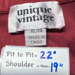 Unique Vintage  Burgundy Satin Western Style Tie Front Blouse Shirt XL Photo 2