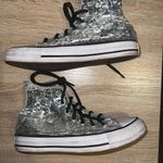Converse  Silver Sequin High-Top Sneakers Womens sz6 Photo 1