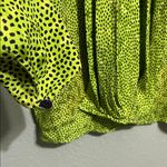 Vintage Anne Klein II Silk Chartreuse V Neck Blouse Scarf Size 8 Photo 3