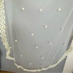 Vintage 1970s Wedding Dress Lace Belt Long Veil Handmade Cream Pale Yellow Retro Photo 8