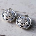 Vintage Clip On Earrings 5/8" Mirrored Photo 5