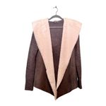 Mia & Tess Sweater. Hooded. Faux Fur/Suede. Grey &White. Open Cardigan. Photo 5