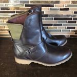 Teva ‎ de la vina brown leather sage Green canvas moto boots women’s US 6 EU 37 Photo 4