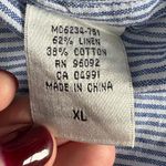 Dalia Collection  Navy Pinstripe Linen Cotton Casual Shirt Size XL EUC Photo 4