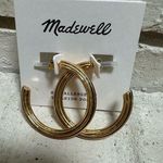 Madewell New Abstract Ribbed Thick Hoop Earrings Vintage Gold Titanium Posts Photo 0