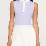 Bad Birdie Fitted Sleeveless Polo Top in White and Lavender M Size M Photo 1