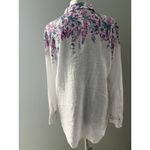 Joules Linen Shirt 8 White Floral Jeanne Print Lightweight Beach Lagenlook Photo 3