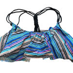 Pink Coconut Boutique PINK Victoria's Secret Swim Top S Striped Ruffle Tribal Black‎ Braid Strap Photo 0
