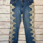 Mixit Jeans Stretch Wide Leg with Lace & Sequin Embellished Sides-10 Photo 0