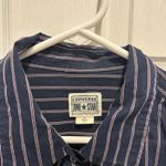 Converse  ONE STAR Womens Navy Maroon Striped Ruffle‎ Front Shirt NWT Academia Photo 2