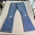 Vervet Flying Monkey Distressed Blue Flare Jeans Photo 0