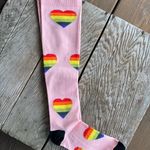 Ladies Rainbow Heart Knee socks Pink Photo 1