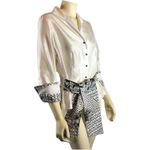 Marisa Baratelli 1990s Silk Blouse Black White Abstract Trim Size 12 Photo 2