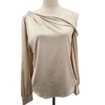 Heartloom  Keely Top Satin Off the Shoulder Long Sleeve Champagne Sz M‎ Photo 6