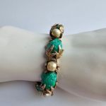 Vintage Hargo Creations unsigned faux jade nugget baroque pearls bracelet Green Photo 0