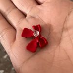 Beautiful Red Bow stud earrings Red Photo 2