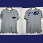 PINK - Victoria's Secret Victoria’s Secret PINK One Pocket Cotton T Shirt Gray Size Large Oversized Comfy Photo 1