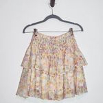 MINKPINK  Pink and Yellow Floral Ruffle Mini Skirt NWT Size Small Photo 3