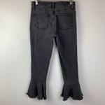 Anthropologie  Pilcro Embellished Slim Flounced Flare Crop Jeans Washed Black Photo 7