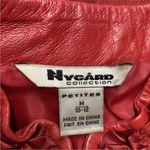 Peter Nygard  Womens‎ Quilted Ribbon Red Leather Stretch Knit Jacket Medium 10 12 Photo 4