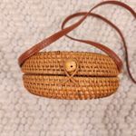 Round Rattan Crossbody Purse Natural Brown Photo 2
