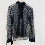 Fleur Du Mal black lace high neck blouse pleated front and cuffed sleeve Photo 7