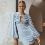 Sabo Skirt Azure Keyhole Baby Blue Size Small Dress Formal Wedding Cocktail Photo 0