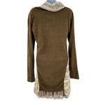 Altar'd State Cowl Neck Lace and Ruffle Accent Long Sleeve Sweater Dress Small Photo 1