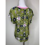 Olivaceous  Soft Rayon FLoral Green Pink Top Sz Small Photo 1