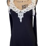 Kate & Mallory  Black Off Shoulder Top w/ Crochet Size S Photo 0