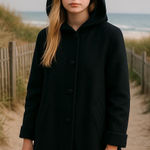 Vintage MDP Mario De Pinto Black Wool Velvet Dress Coat Size XL Photo 0