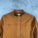 Garnet Hill  Jacket Womens Organic‎ Cotton Utility Full Zip Snap Button Brown 18 Photo 5
