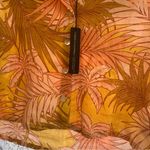 Tahari  Yellow Palm Print Linen Button Front Tank Top Size Large Photo 2