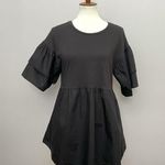 Bobeau Top Shirt Tunic Ruffle Bell Sleeve Crocheted Peasant Romantic Black Photo 1