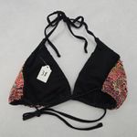 Black Bead Embroidered Halter Tie Active Sports Bikini Boho Beach Top S Small Photo 1