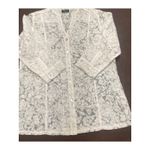 White Unconventional Lace Sheer Tunic w/ Mother of Pearl Buttons (M) Linen Blend Size M Photo 9