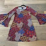 MSK Bell Trumpet Sleeve Boho Print Mini Dress Size Medium Photo 0