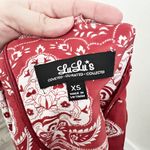 Lulus [] Respeito Rust Red Printed Midi Dress Side Slits High Neck Halter Sz XS Photo 6