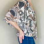 Free People Brown & Black Abstract Printed Flare Open Sleeve Shirt Photo 5