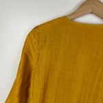 Chico's  Linen Blend Open Front Cardigan Jacket Blazer Size 0 Small Mustard Yellow Photo 1