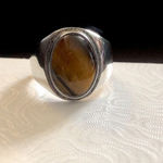 VINTAGE Tigers Eye Sterling Silver Cabochon Ring Photo 1