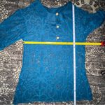 l*space L* Women’s Size S Teal Blue Green Lace Gold Button Front Tunic Shirt Top Photo 4